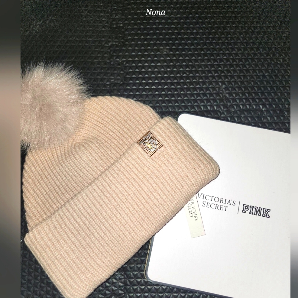 PINK Victoria's Secret Bling Patch Beanie NWT